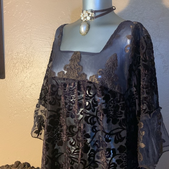 Mina Collections Tunic Tapestry Velvet Tunic Dress.  Sz S - Picture 3 of 11